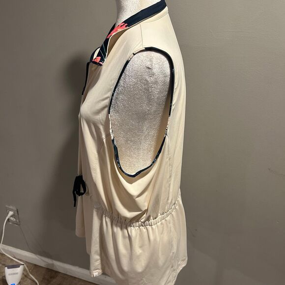 Lady Hagen Golf Athletic Sleeveless Top drawstring Floral Cream XXL - Picture 4 of 7